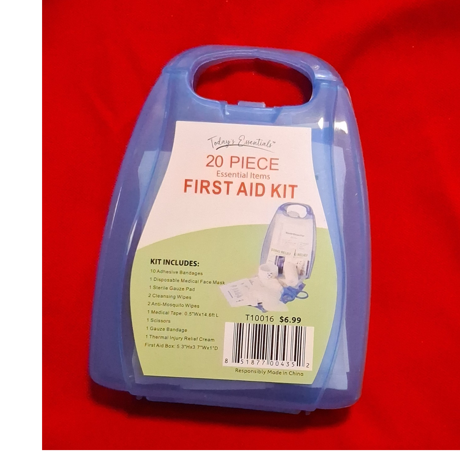 Today's Essentials 20 Piece Portable First Aid Set Blue with Bandages