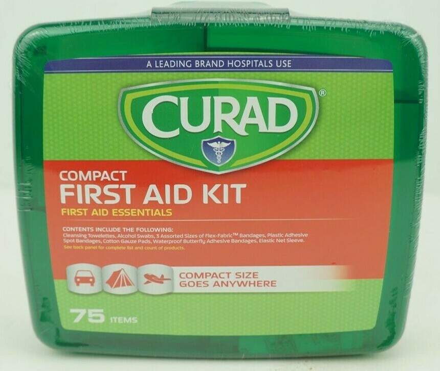 NEW Curad Compact First Aid Kit Compact Size 75 Items