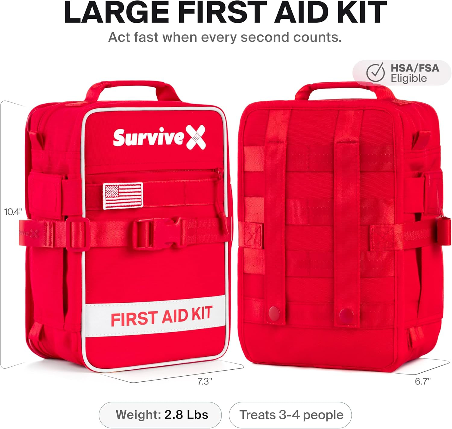 Survivex Large First Aid Kit for Car, Travel & Home – Emergency Kit for Hiking,