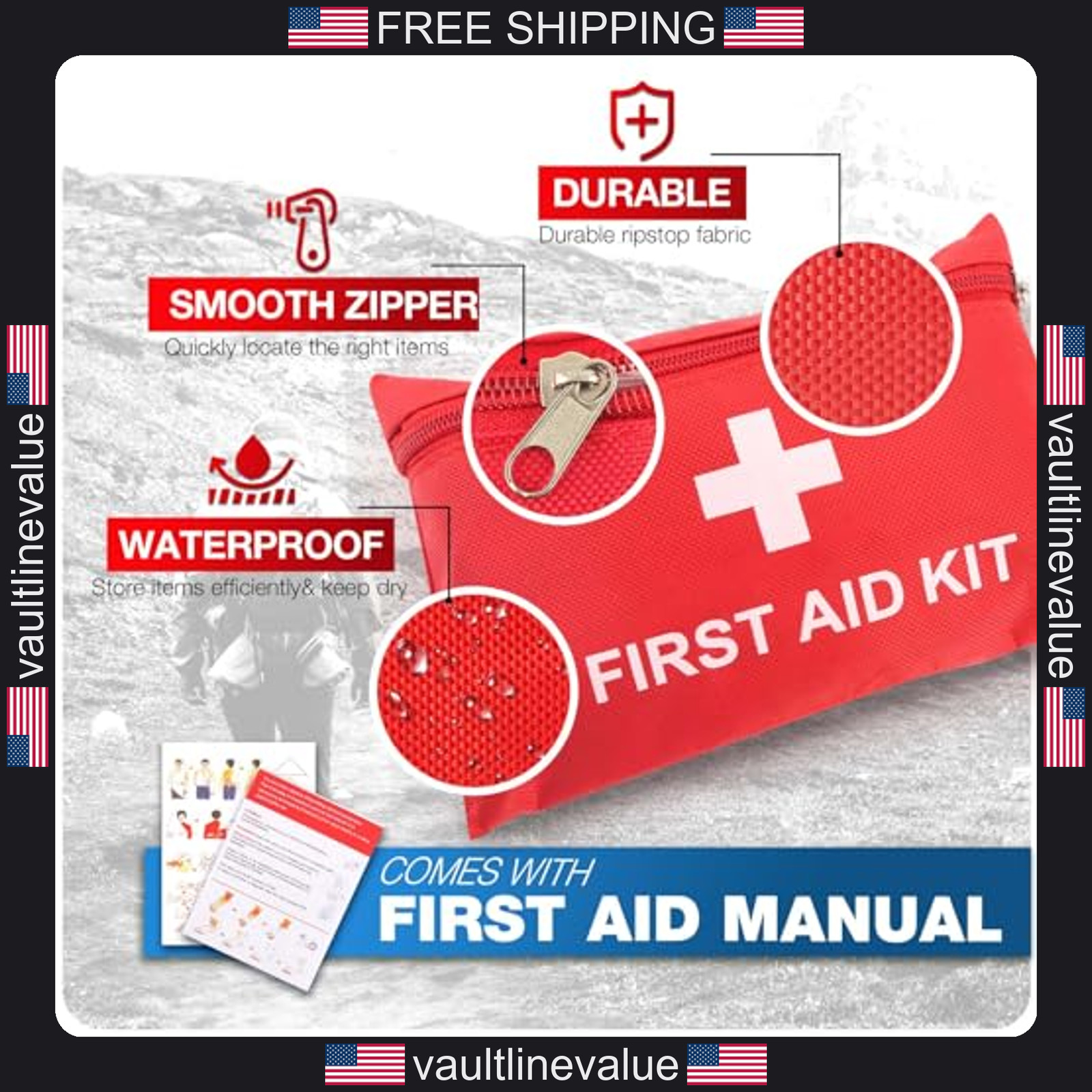 First Aid Kit 107 Piece Emergency Trauma Kit for Home Car Travel Hiking Camping