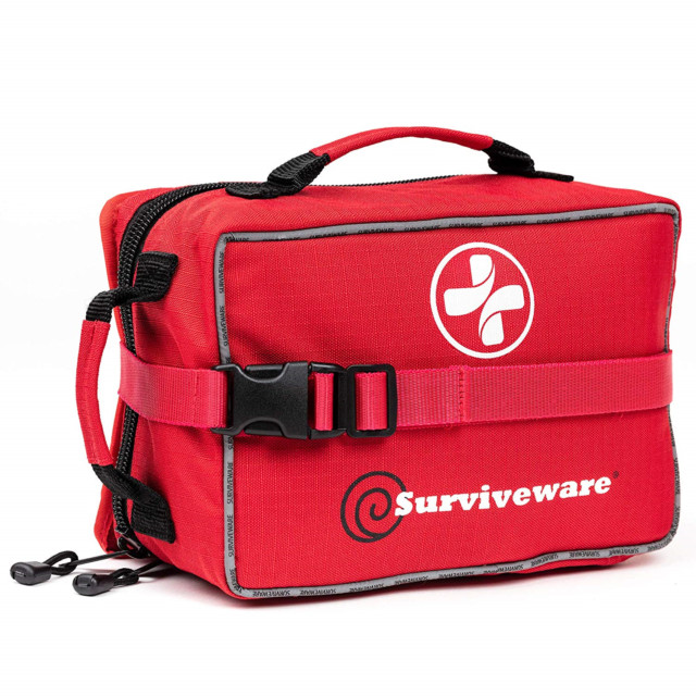 Surviveware FAK002 Waterproof Travel First Aid Kit – Red
