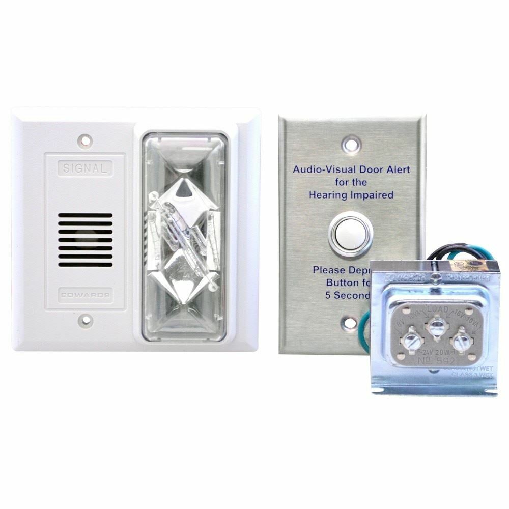 Hard Wired 24VAC Doorbell System with Loud Horn Flashing Strobe 7005-G5
