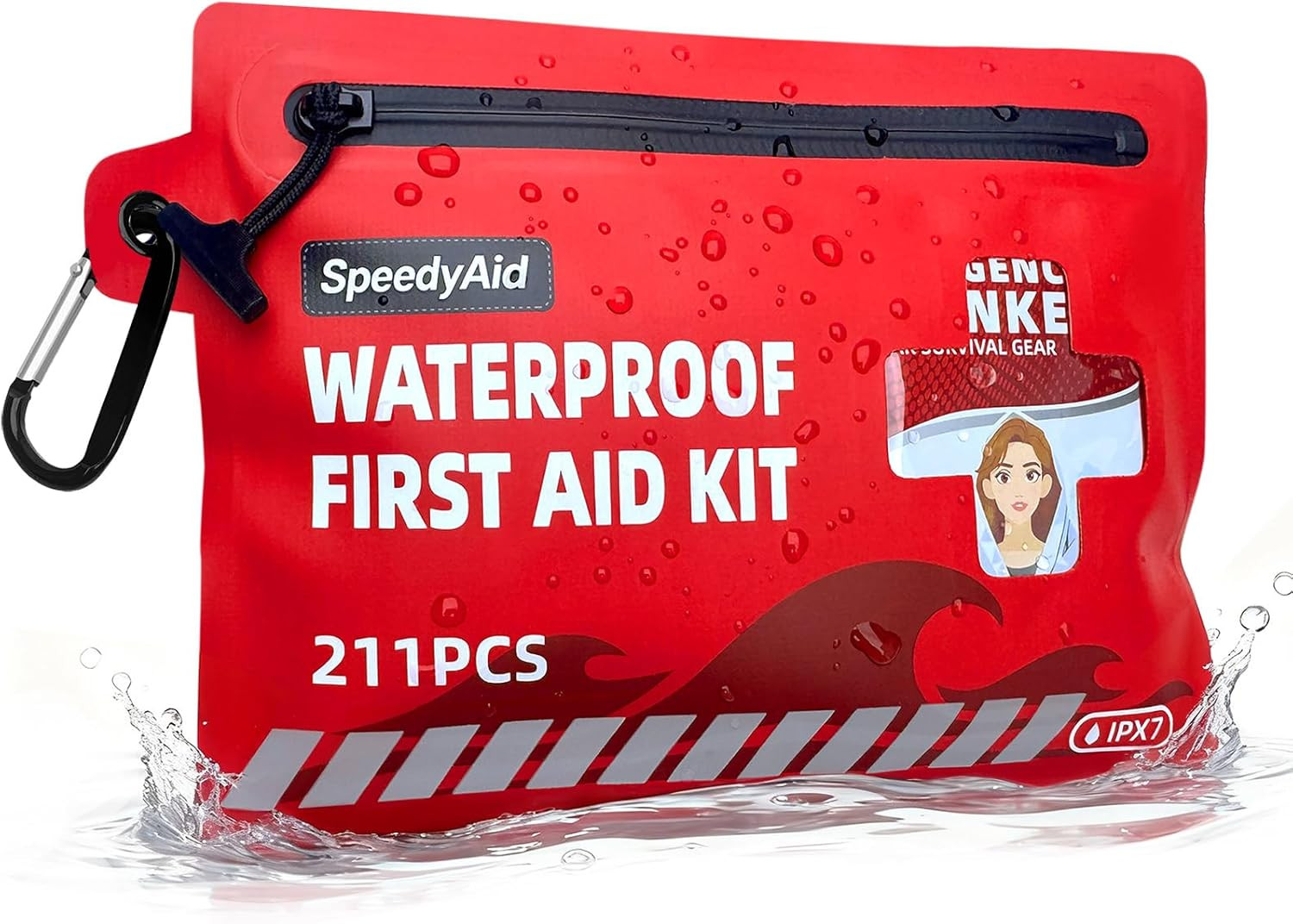 211 PCS Waterproof First Aid Kit, IPX7 Rated Dry Bag with Airtight Zipper, Porta