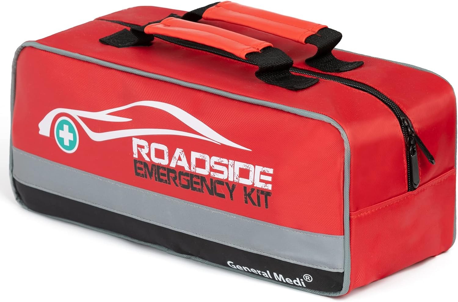 General Medi 127-Pieces Roadside Car Emergency Kit Include Mini First Aid Red