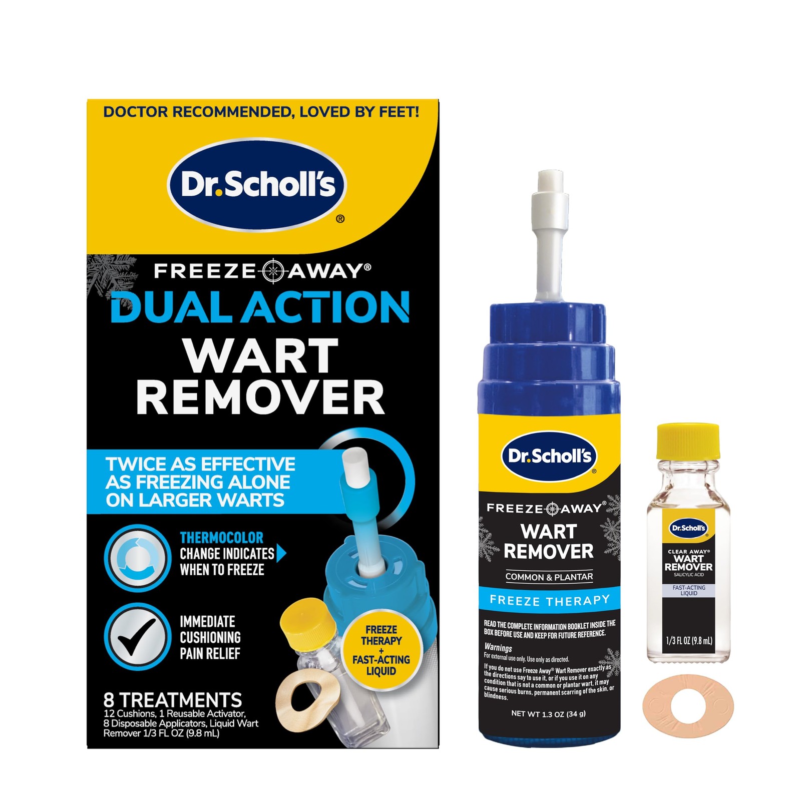 Dr. Scholl's Dual Action Freeze Away Wart Remover, 8 0.33 Fl Oz (Pack of 1)
