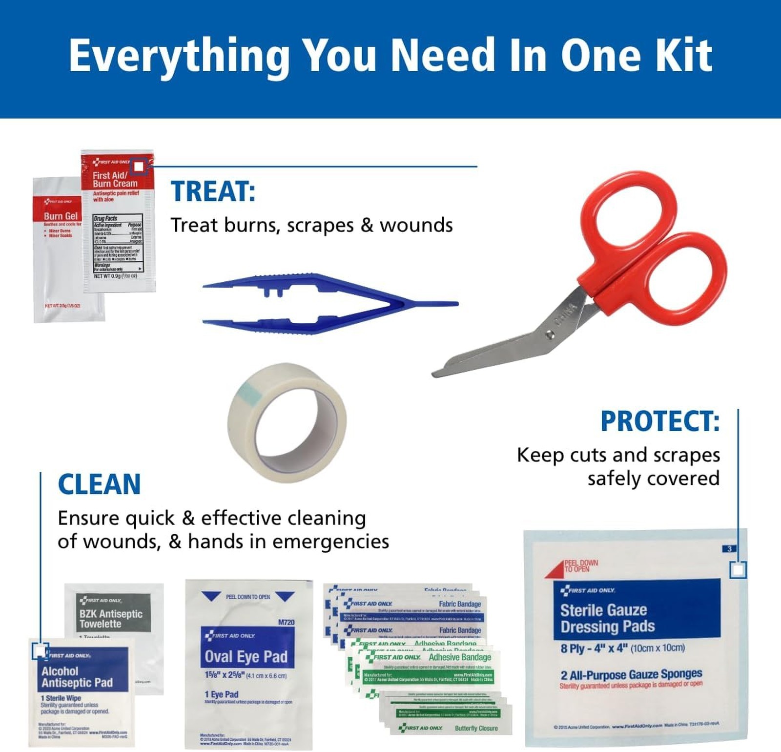 All-Purpose First Aid Kit 299 Pieces Travel Camper Car Home Office Compact