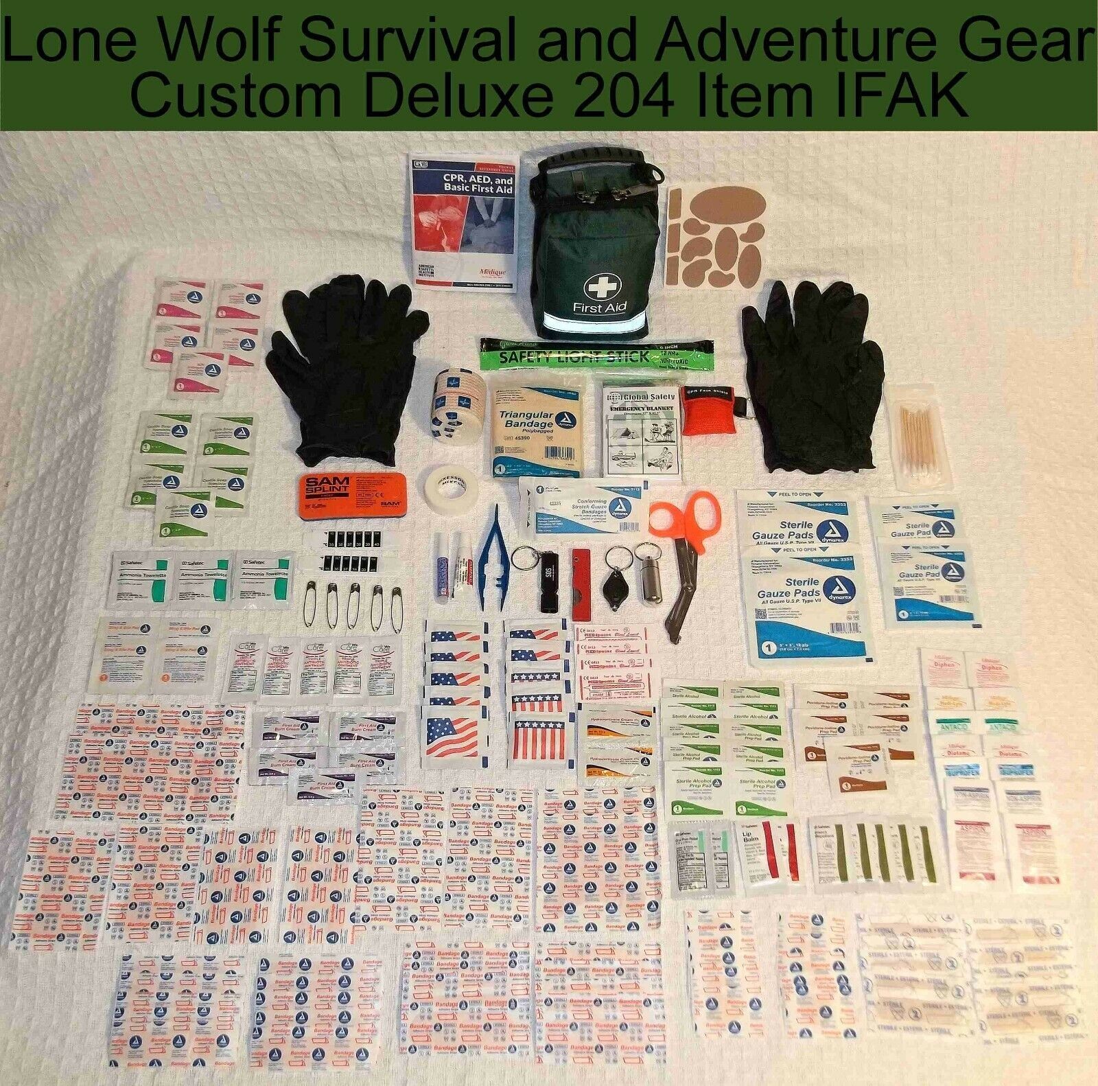 Custom 204 Item First Aid Kit Emergency Medical Supplies Bag Home Car Camping