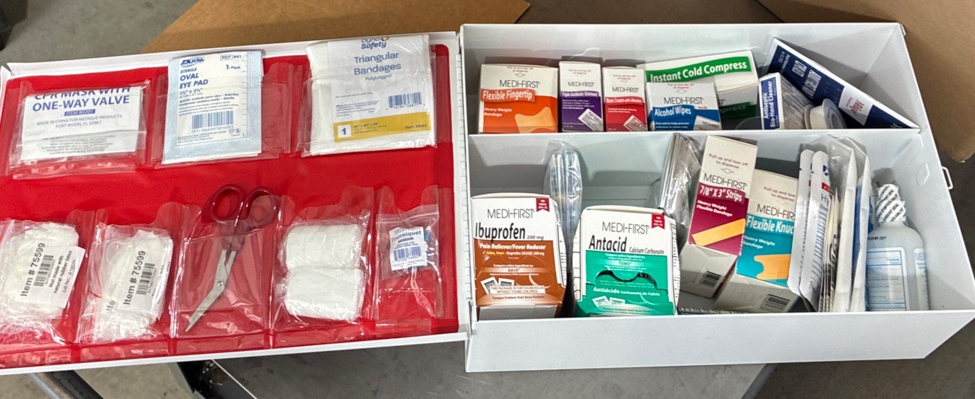 2 Shelf First Aid Kit Cabinet Wall Mount OSHA ANSI Class A+ Workplace Safety Box