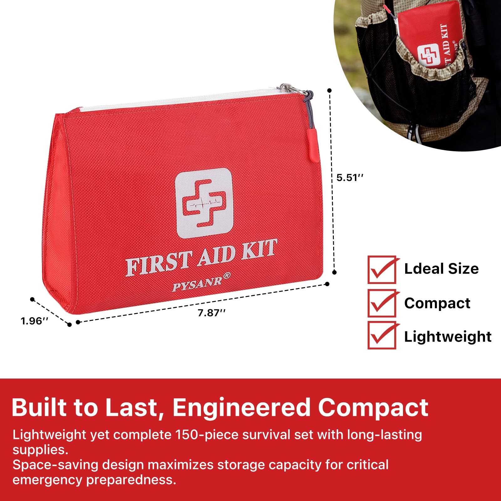 Small First Aid Kit, 150 Piece with Foil Blanket & Scissors, Mini First Aid B…