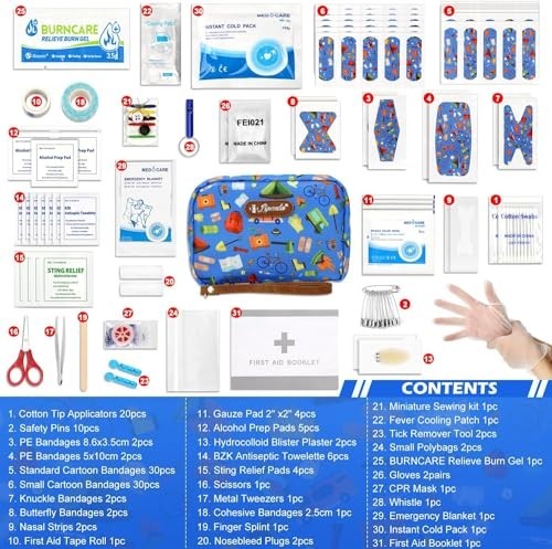 Portable Travel First Aid Kit for Kids and Adults, 143 Pieces All-Purpose Emerge