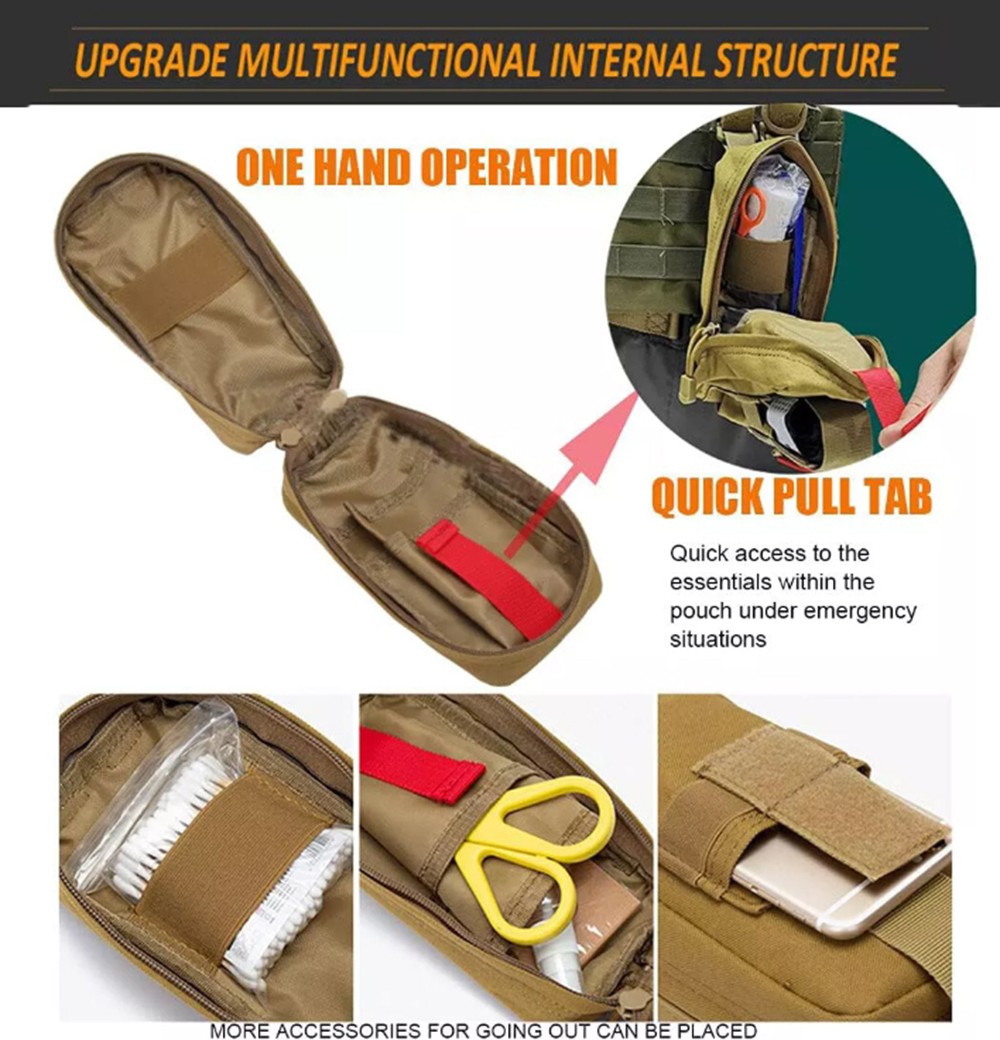 Khaki Tactical MOLLE Medical EDC Pouch Outdoor EMT First Aid Kit Pouches Hunting