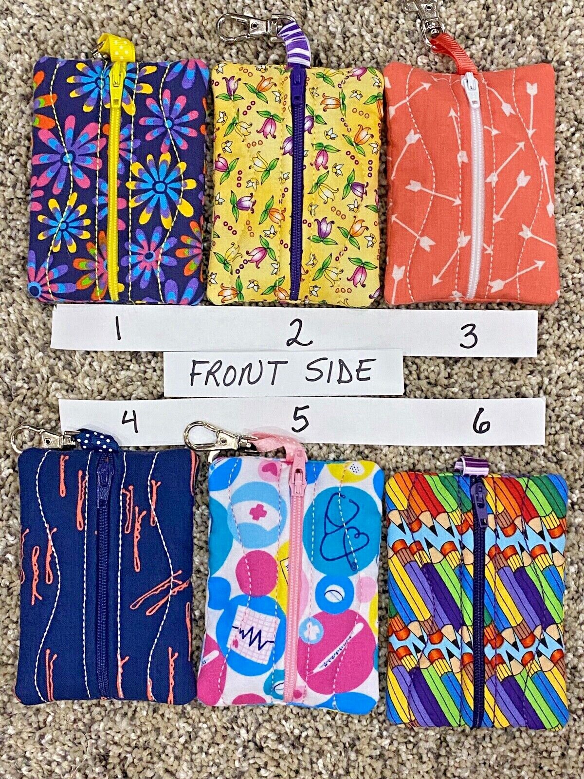 Clip on Pouch Case Holder Auvi-Q Inhaler Gift Card Money Floral Arrow Nurse Penc
