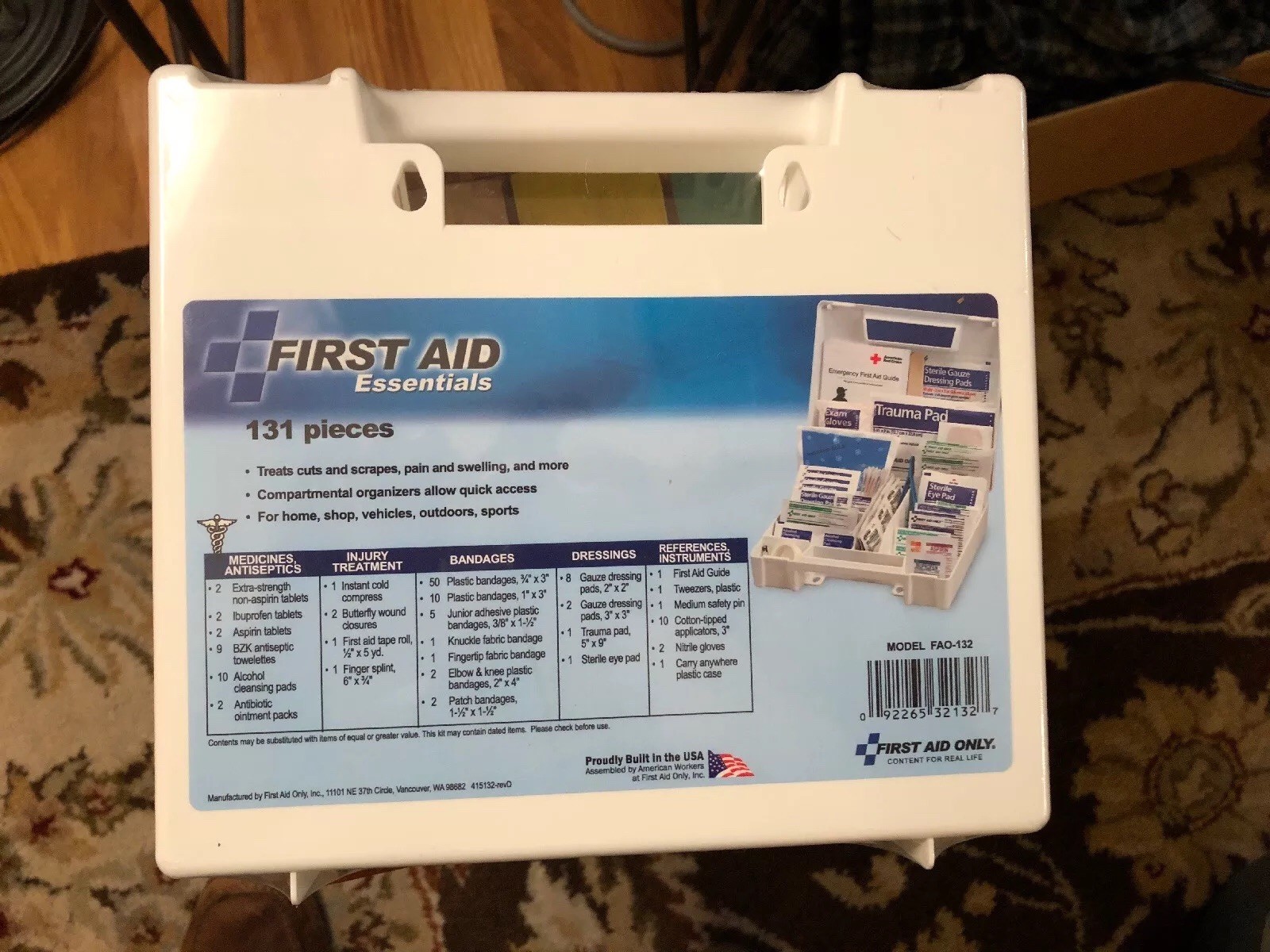 First Aid Only 131 Piece All Purpose Kit Plastic Case, Large