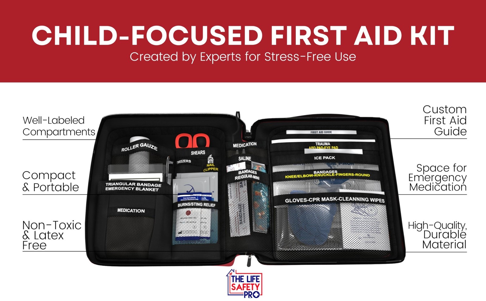 Portable First Aid Kit for Kids with CPR Shield – Ideal for Home, Car, School…