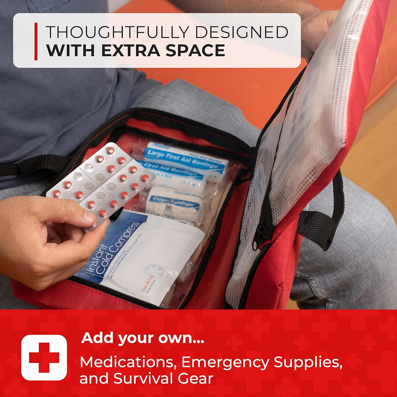 Thrive Home Essentials First Aid Kit (291 Pieces) – First Aid Bag with Multi-Siz