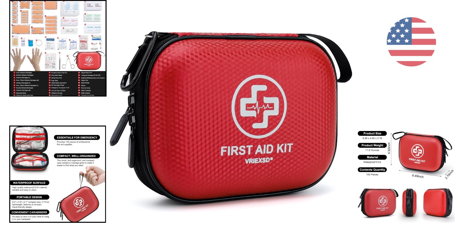 Compact 150-Piece Waterproof First Aid Kit – Essential for Travel & Emergencies