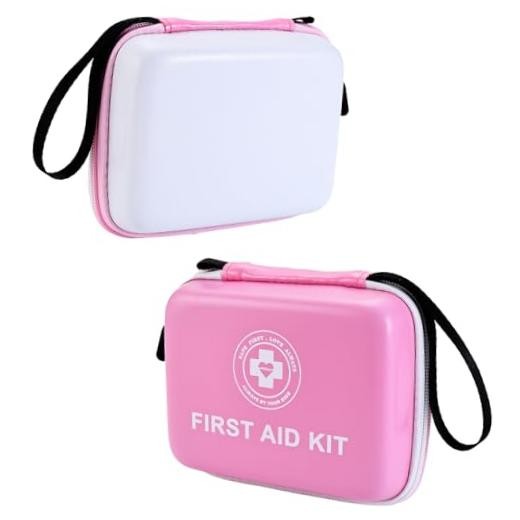 Small First Aid Kit – 165 Piece Dual-Color Emergency Medical Kit Pink/White