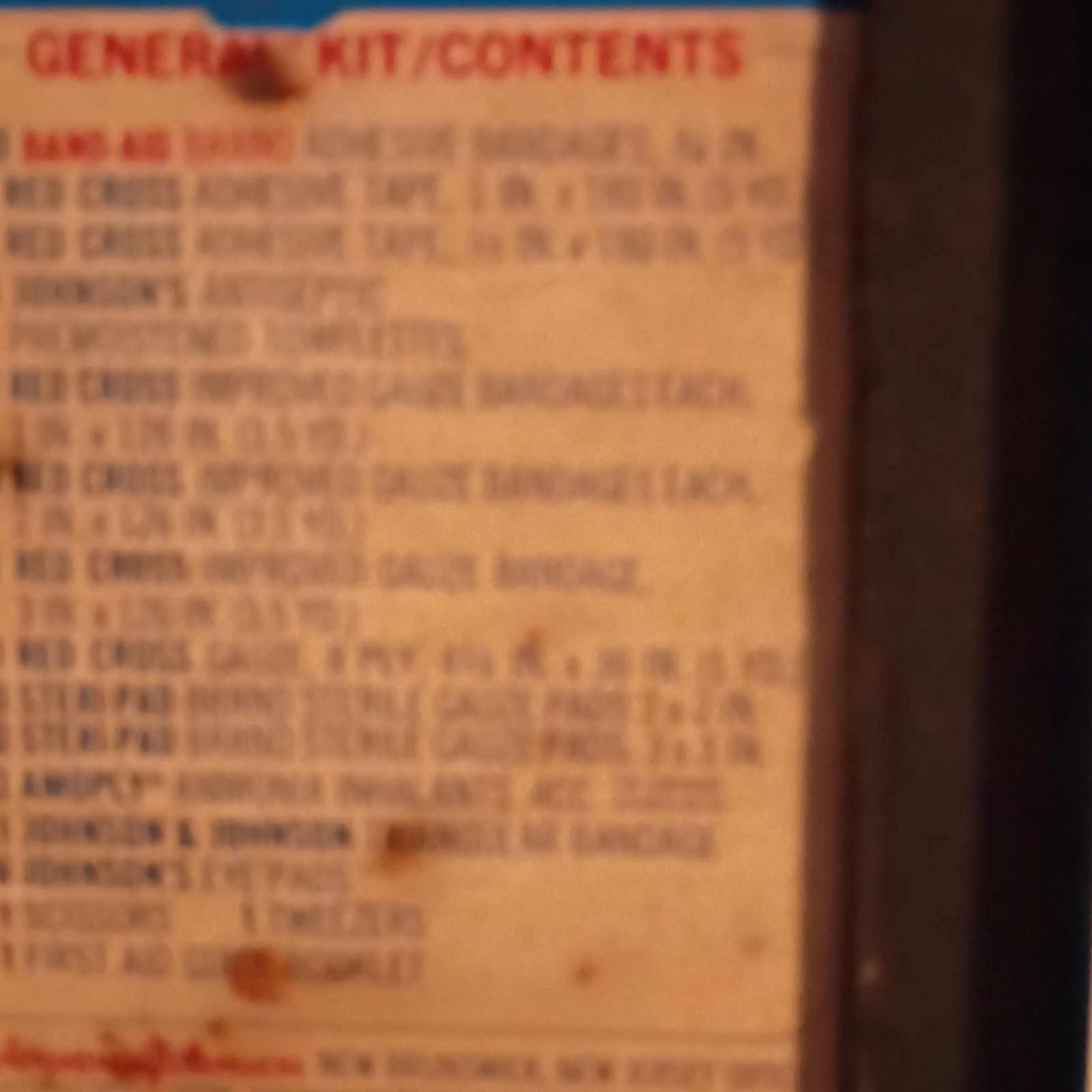 Vintage Johnson & Johnson First Aid Kit with Blue Metal shelves
