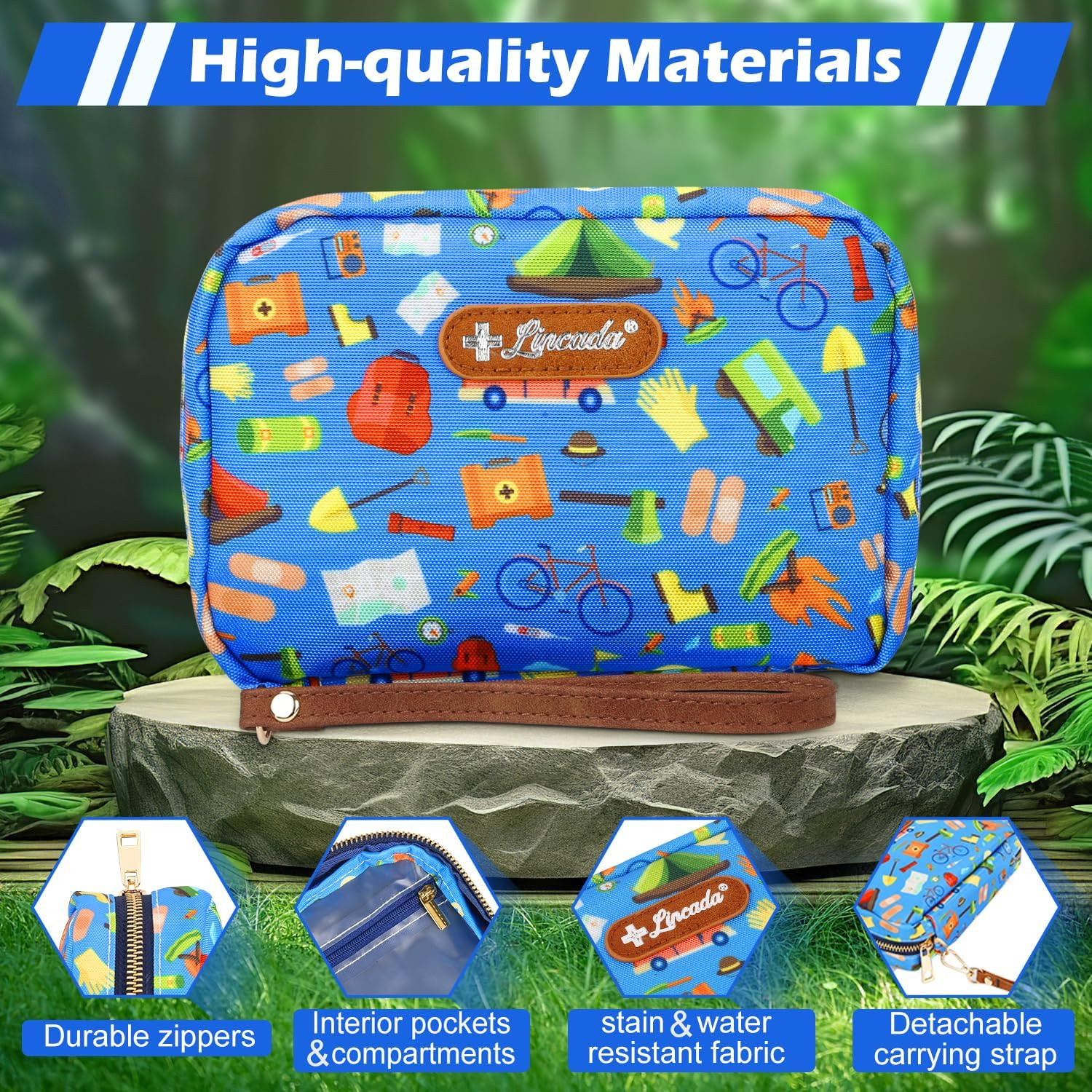 Portable Travel First Aid Kit for Kids and Adults, 143 Pieces All-Purpose Emerge