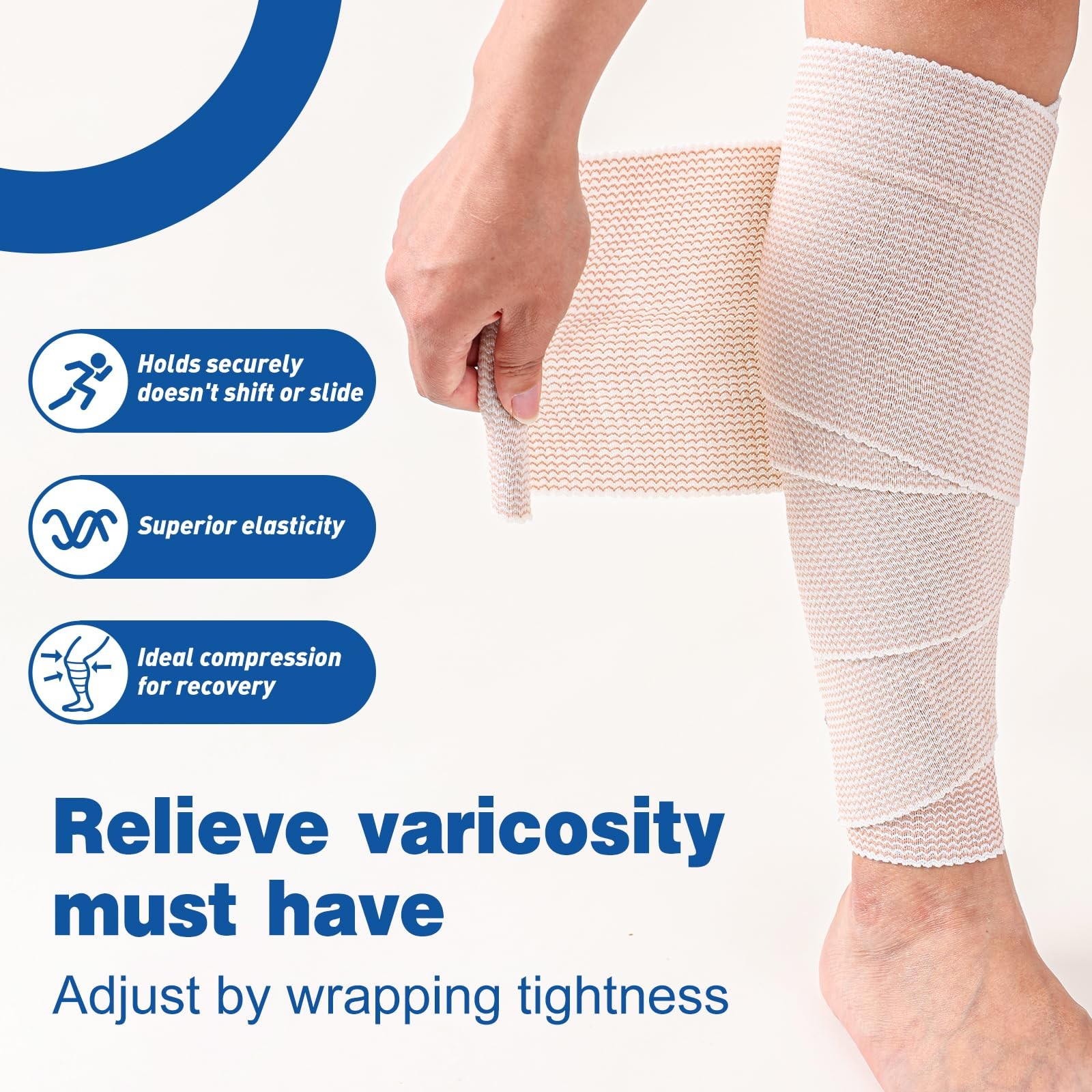 AZEN Premium 5 Pack Elastic Bandage Wrap 6 Inch, 6 A-5p(6in)