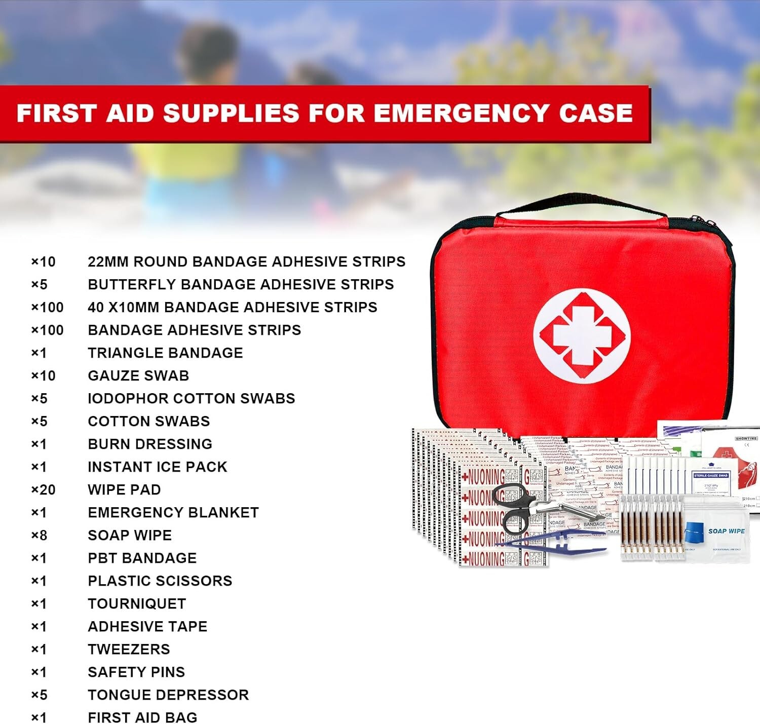 300-Piece Portable Travel First Aid Kit for Outdoor Adventures & Emergencies
