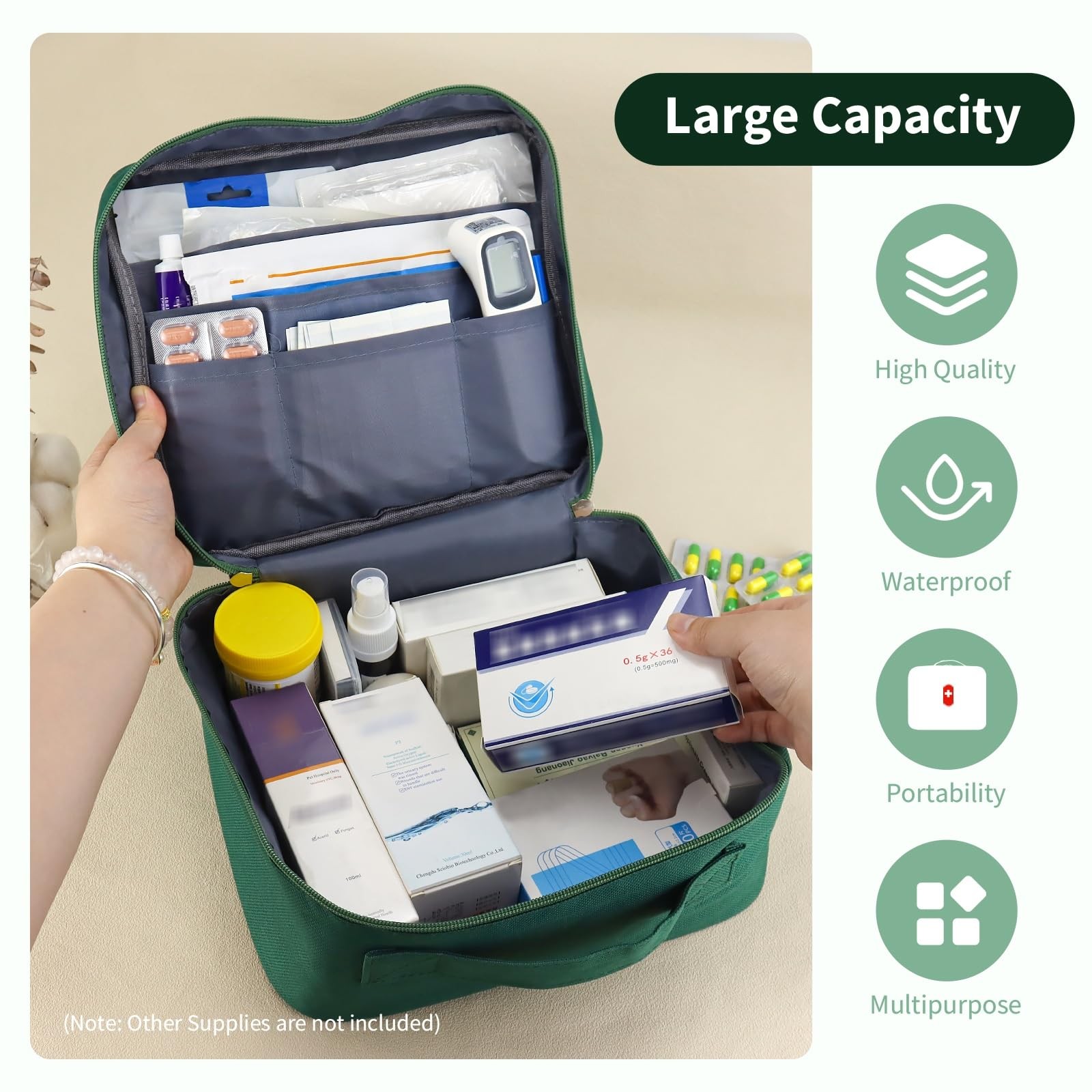 GAUENEEN First Aid Bag Empty, Multifunction Emergency Medicine Storage Bag fo…