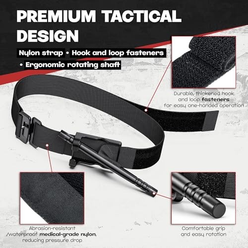 Qen Tourniquet for Severe Bleeding Control, Gear for First Aid Kits and Black