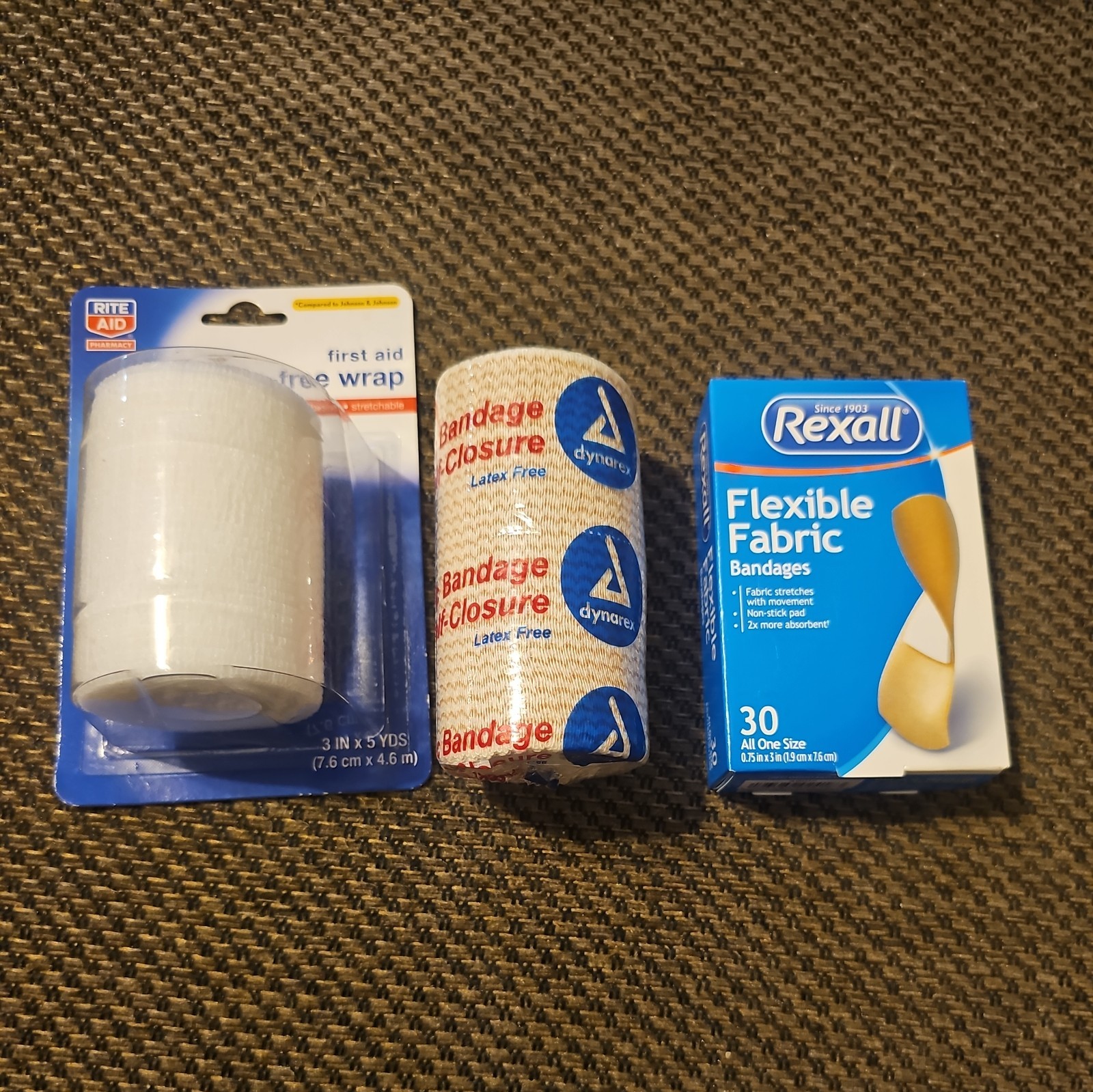 1stAid Trio Elastic Bandage Wrap Latex Free 4"x5yd painfree wrap3"x5yd bandaids