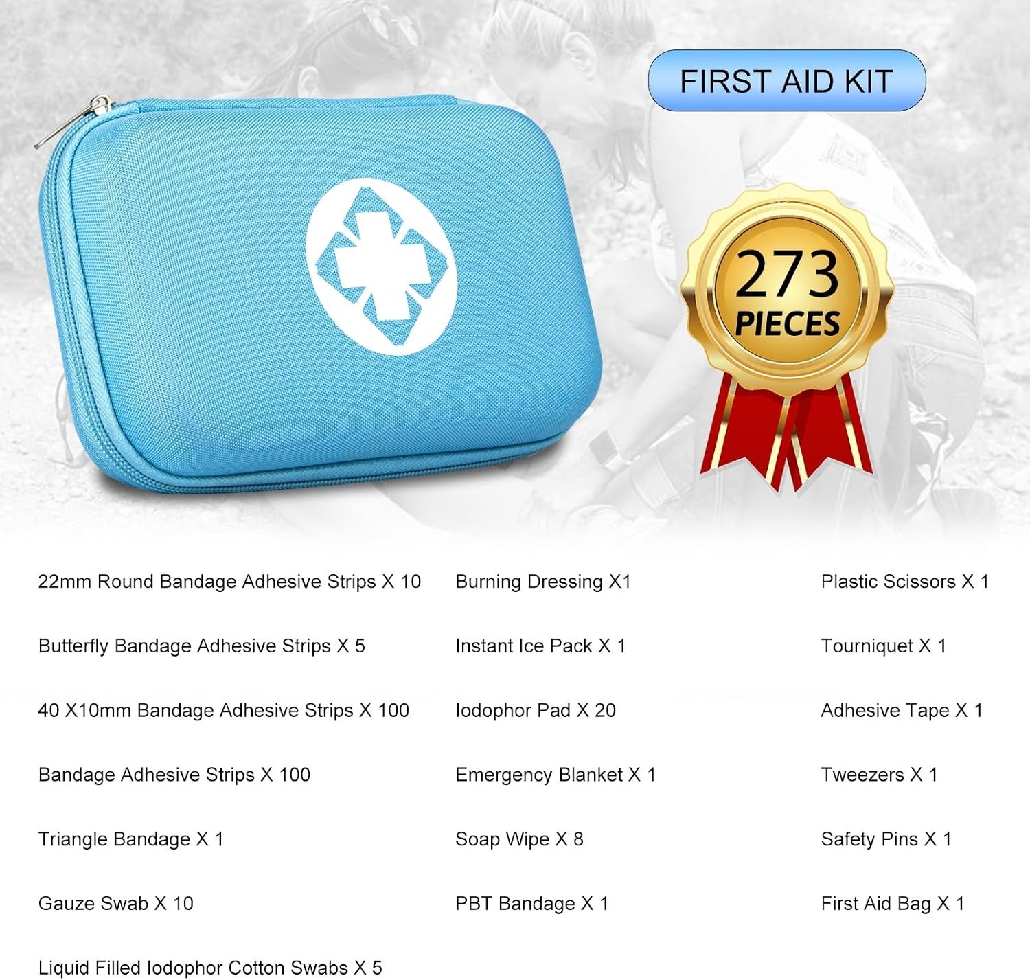 273-Piece Waterproof First Aid Kit for Camping, Travel & Emergency Preparedness