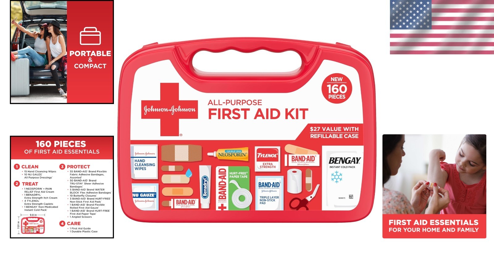 Comprehensive 160-Piece First Aid Kit – Perfect for Home, Car, & Travel Ready