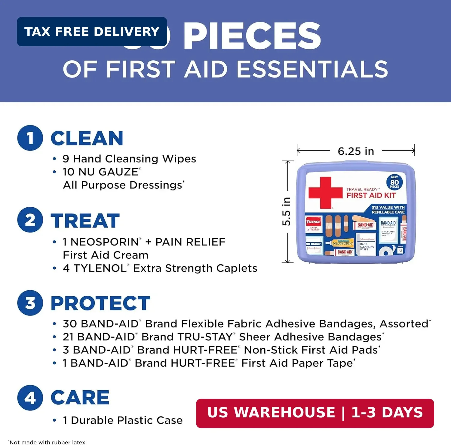 BAND-AID Brand Travel Ready Portable Emergency First Aid Kit for Minor Wound Car