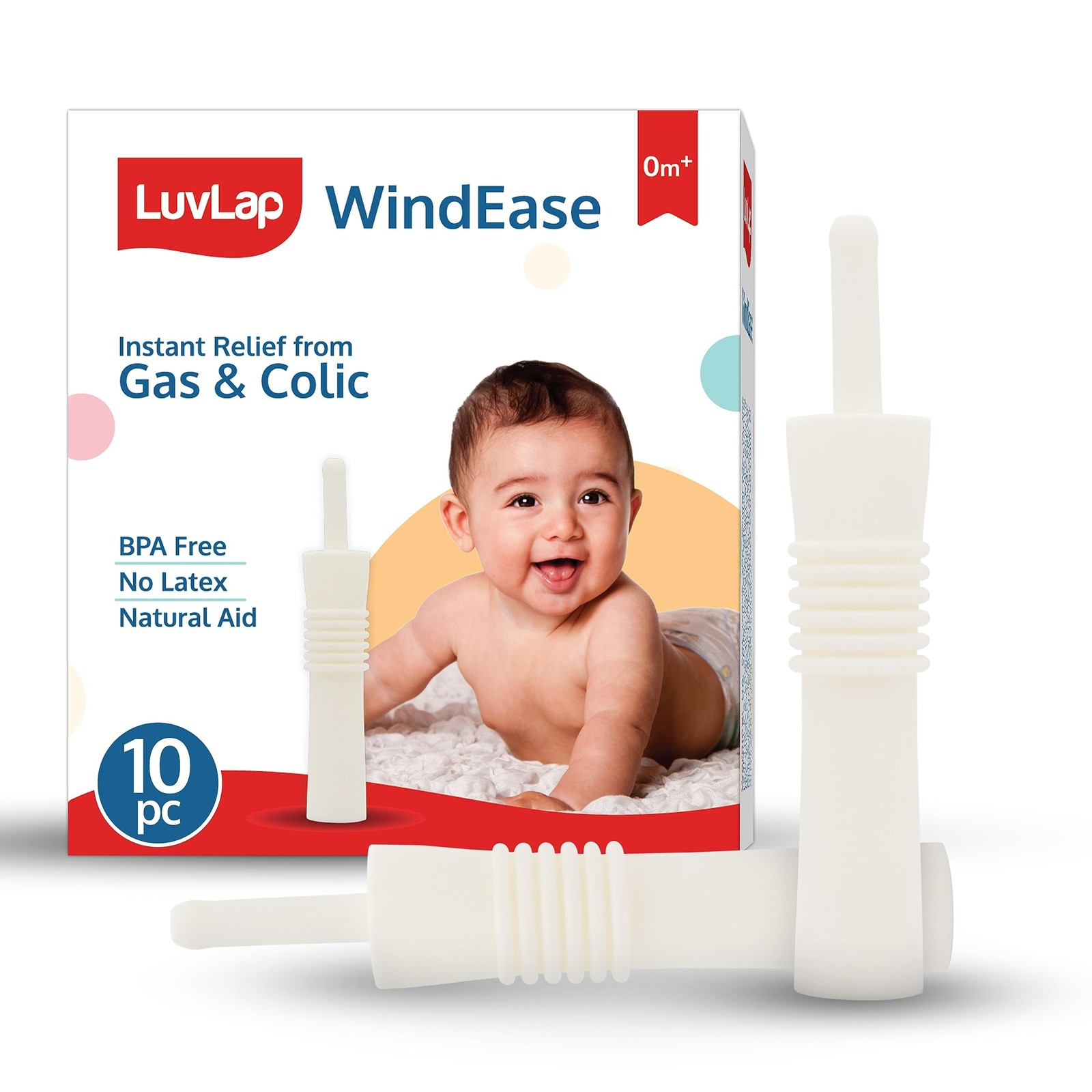 LuvLap WindEase Colic Reliever for Babies, 10 Pack, BPA & Latex Free