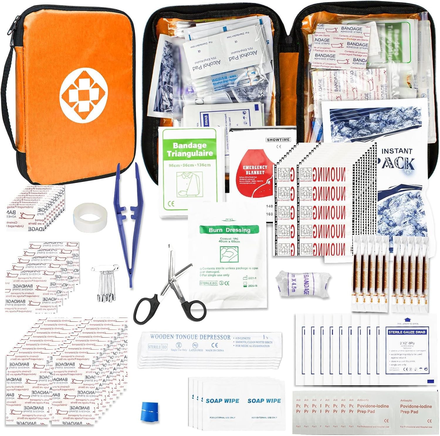 300Piece Portable First Aid Kit Refill Supplies for Car Mini Caming Orange