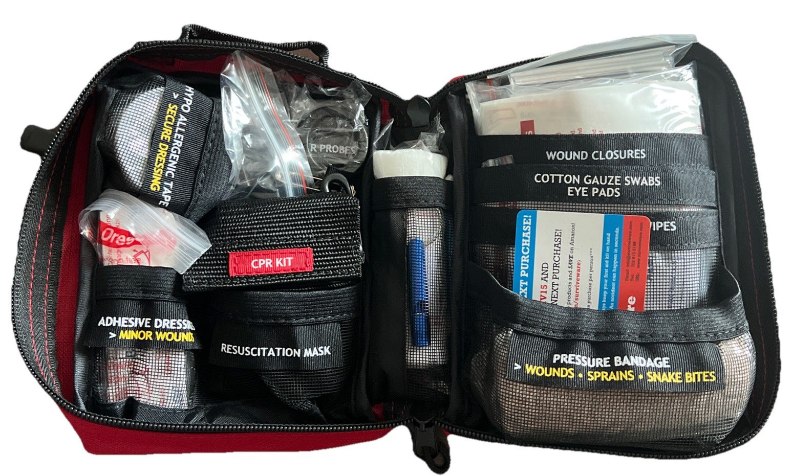 Surviveware 98 pcs Waterproof Premium First Aid Kit for Cars, Boats, Trucks