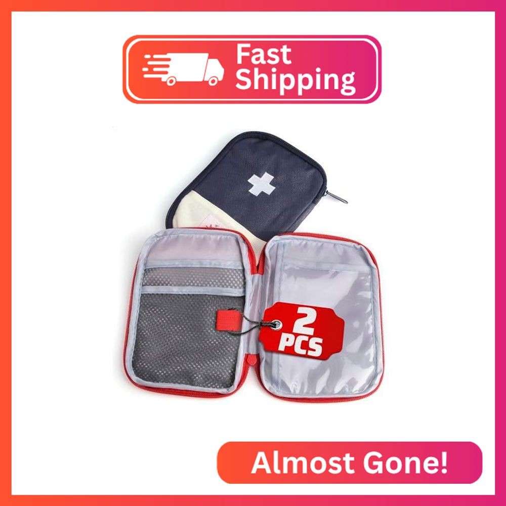 2 Pcs Travel First Aid Bag Empty Portable Storage – Small Medical Bag Empty with