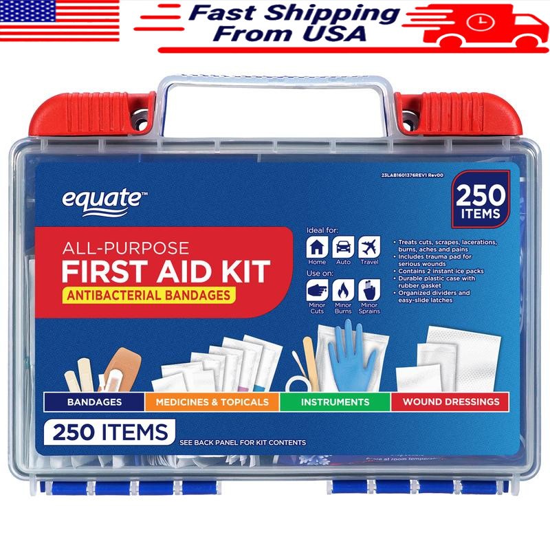250 Pcs First Aid Kit Home Travel Ice Pack Bandage Ointments Supplie Lightweight