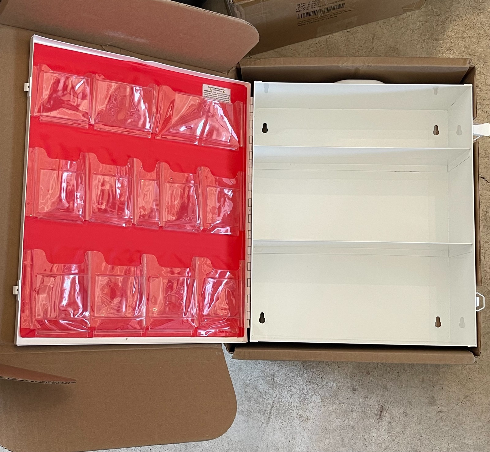 Medique 3 Shelf First Aid Cabinet w/ Pockets Small Dent at the Top from shipping
