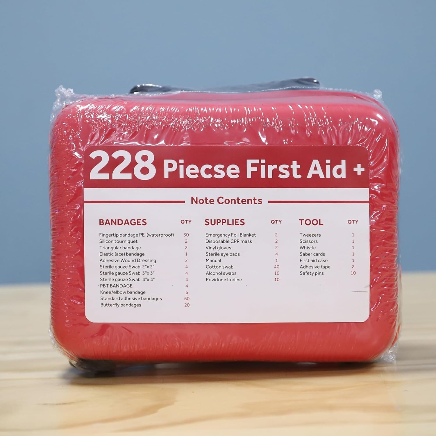 Portable Red First Aid Kit – 228 Essential Pieces for Home, Car, and Outdoors