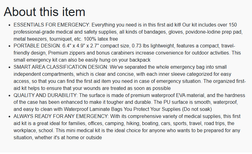 First Aid Kit 150 Piece Small Waterproof Hard Shell Medical Kit Home Travel Mini
