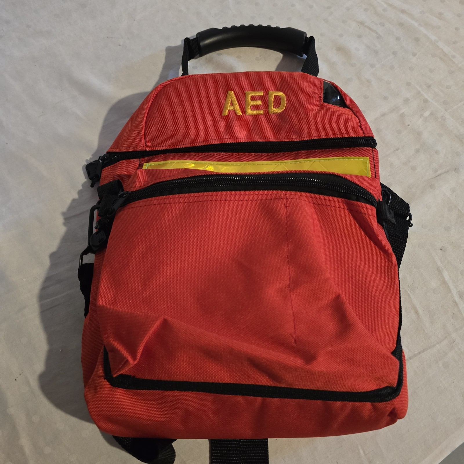 AED Emergency Response Carry Bag Red Medical First Aid Backpack Case Empty