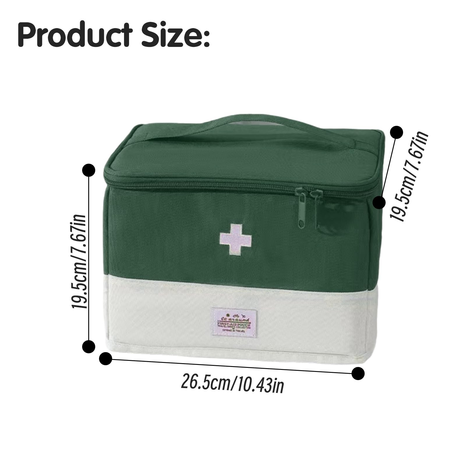 XPAPOV Travel Medicine Bag 27 x 20 x 19 cm / 10.63 x 7.87 x 7.48 in, Green