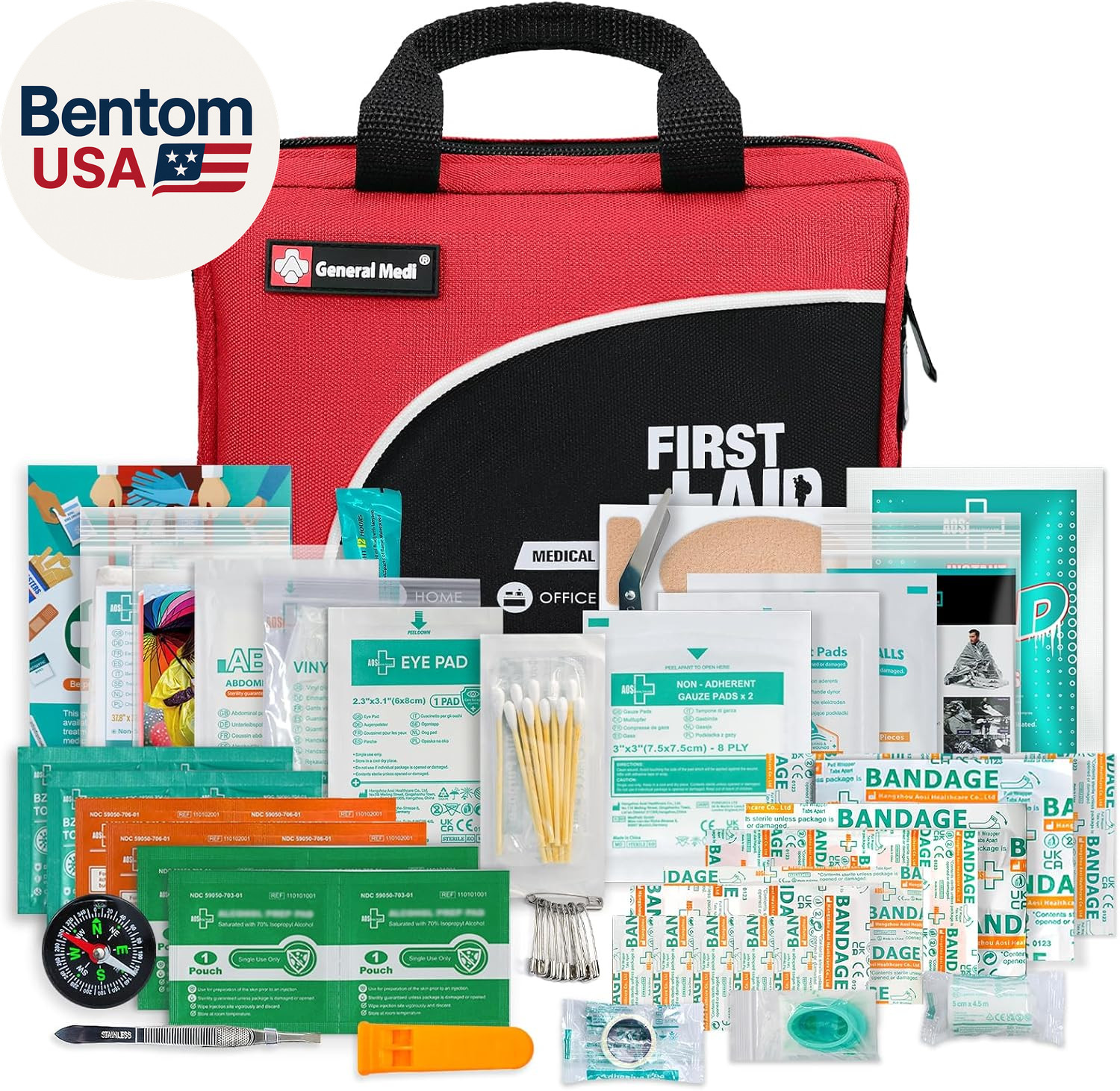 First Aid Kit -160 Pieces Compact and Lightweight – Including Cold (Ice) Pack, E