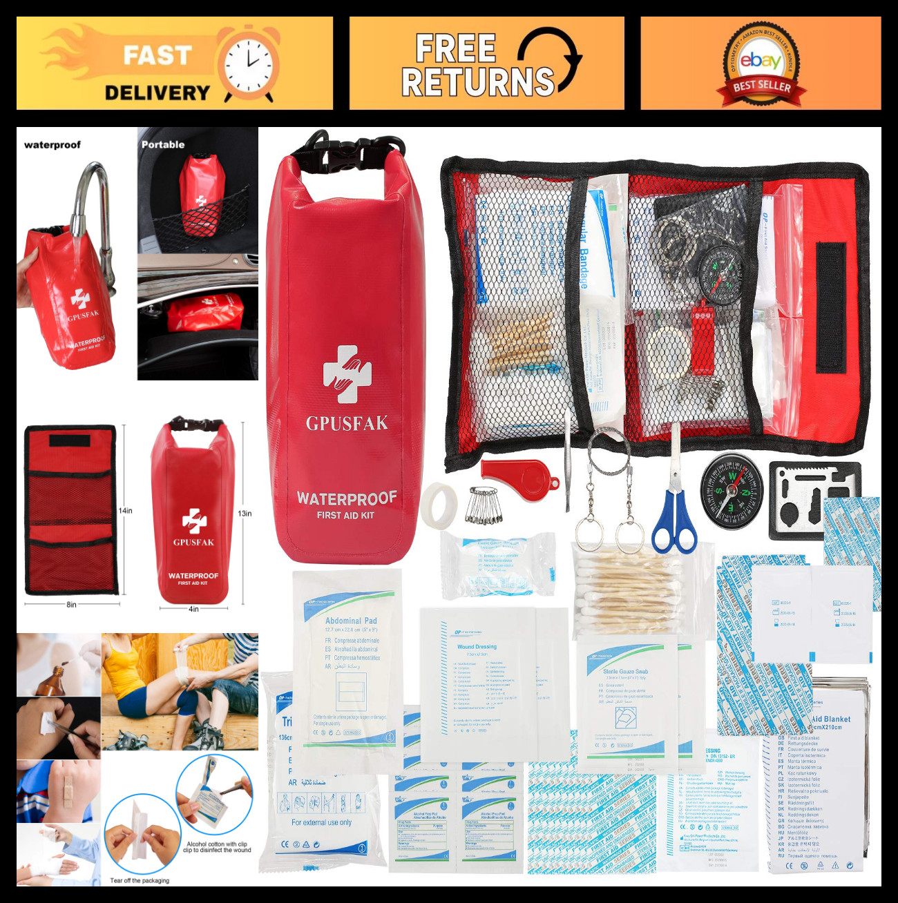 Waterproof Boat Emergency Kit – 2-in-1 First Aid & Survival Gear, Essential Safe