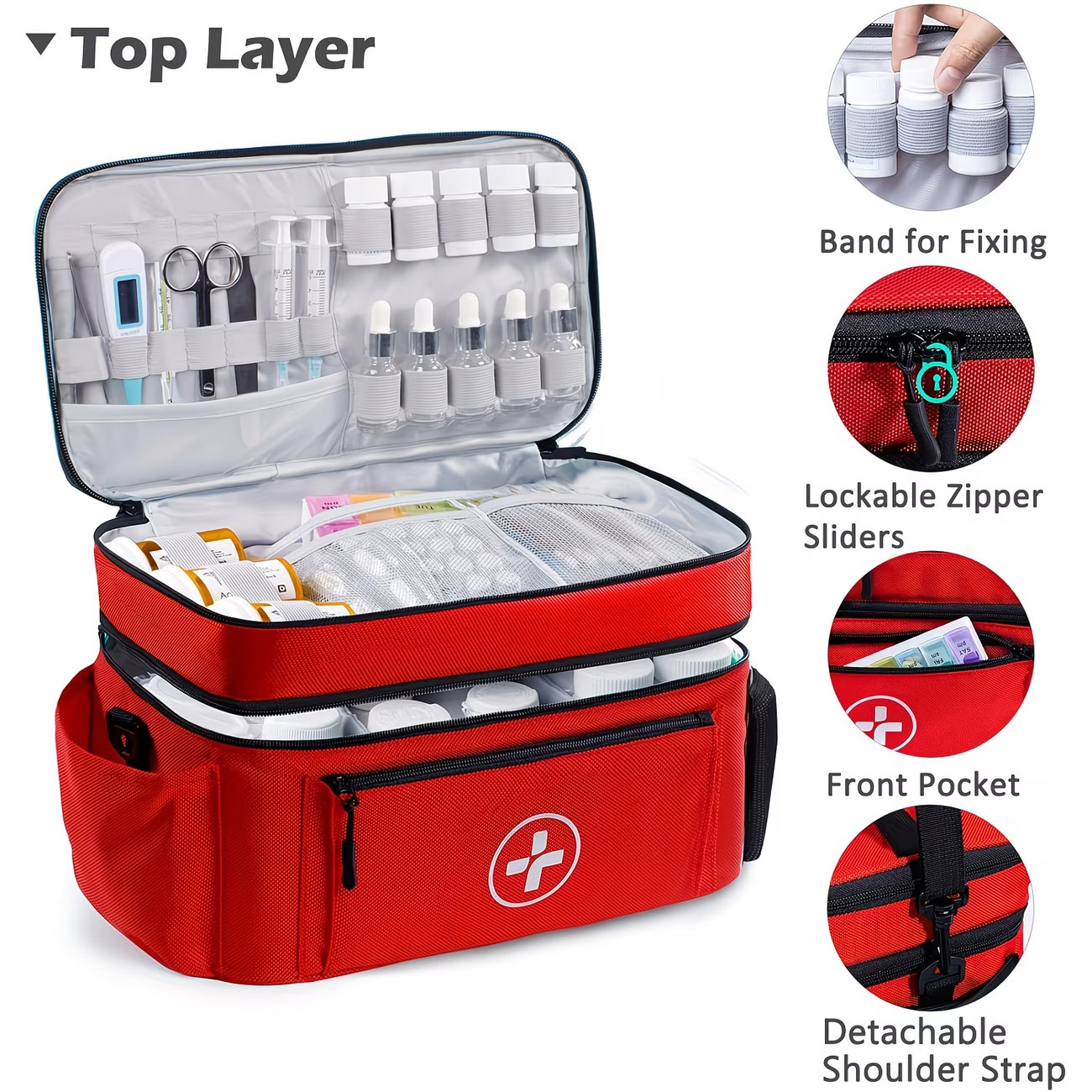 Portable, Medicine Storage Bag, Travel First Aid Organizer, Case Household