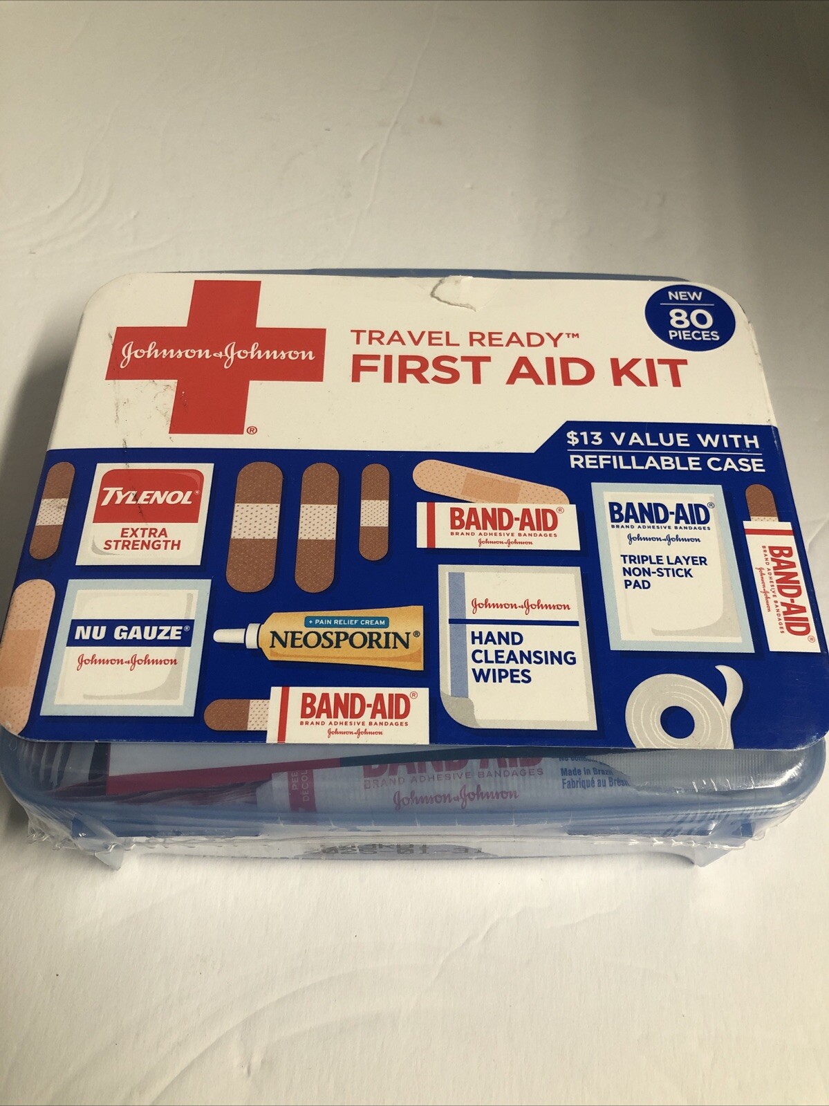 Band-Aid Travel Ready Portable Emergency First Aid Kit for Minor Wound Care with