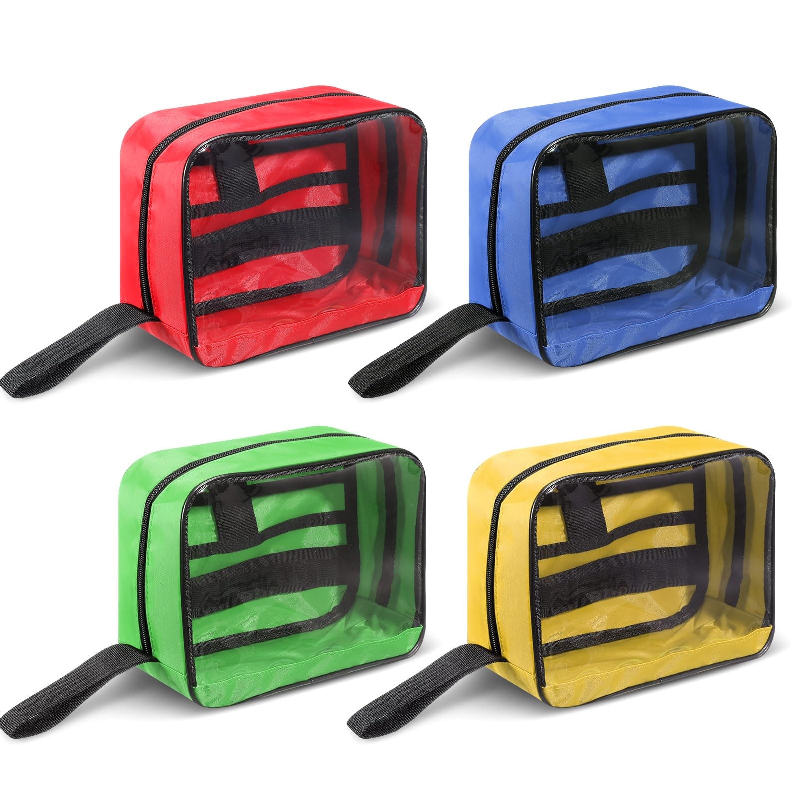 Acellegic 4 Pcs First Aid Bag 9 x 7 x 4 inches, red, blue, green, and yellow