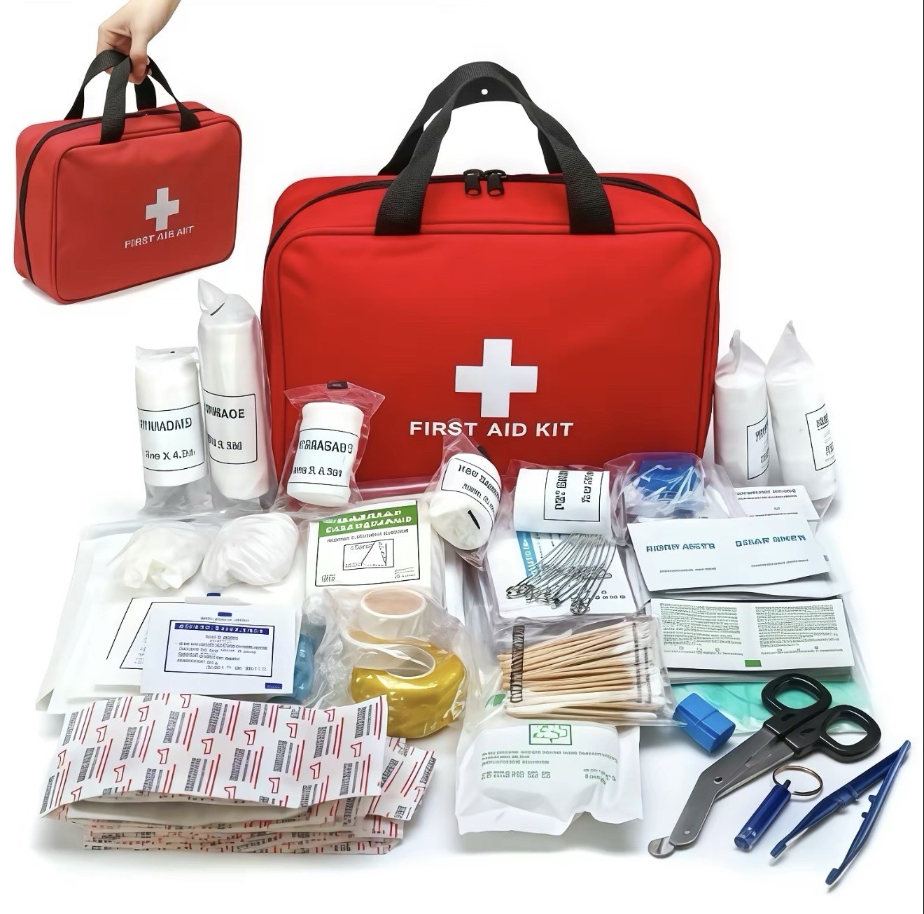 160pc First Aid Kit Medical Emergency Trauma Bag | Waterproof, Home, Car, Camp