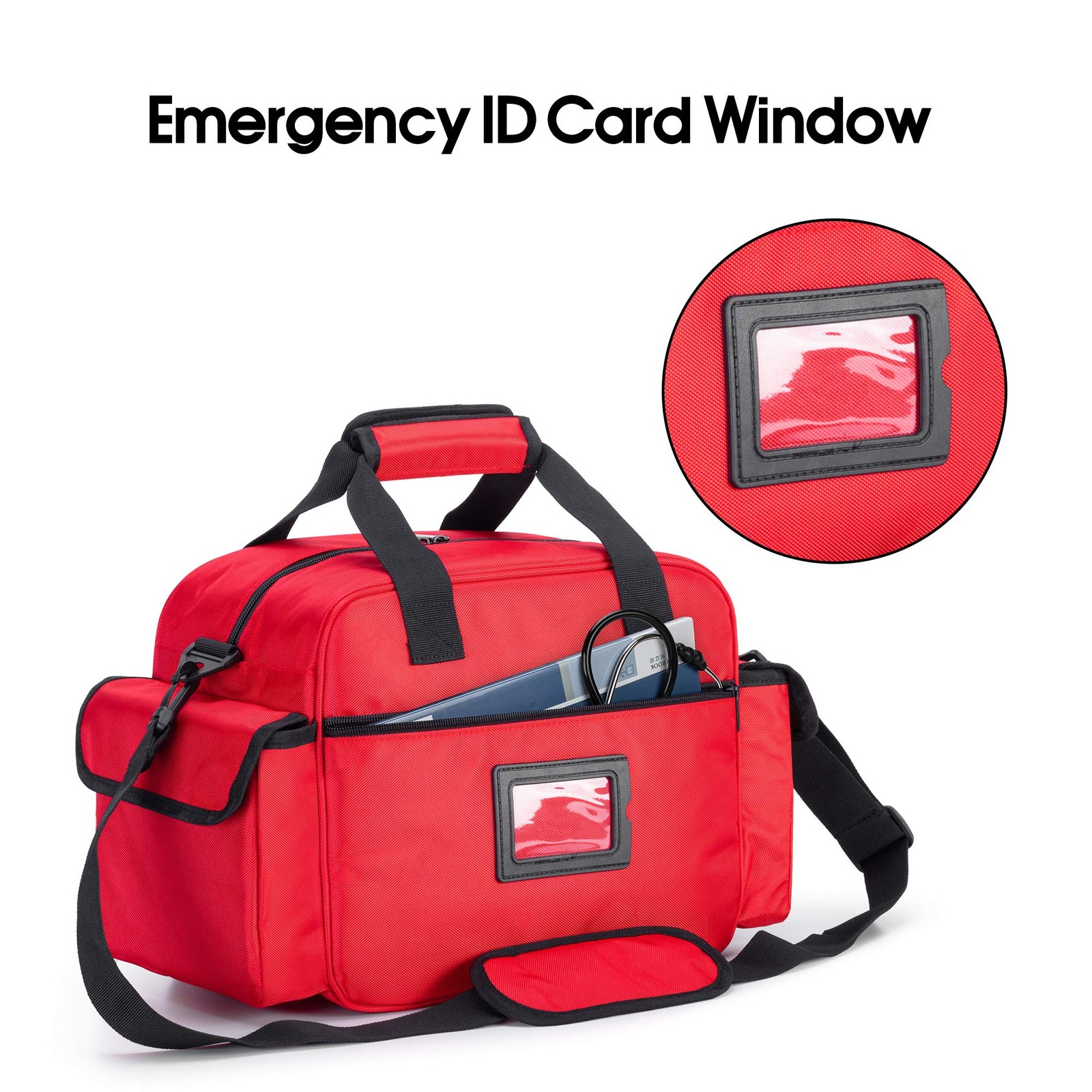 Trunab Home Health Nurse Bag Empty, Portable Medical 1 Count (Pack of 1), Red