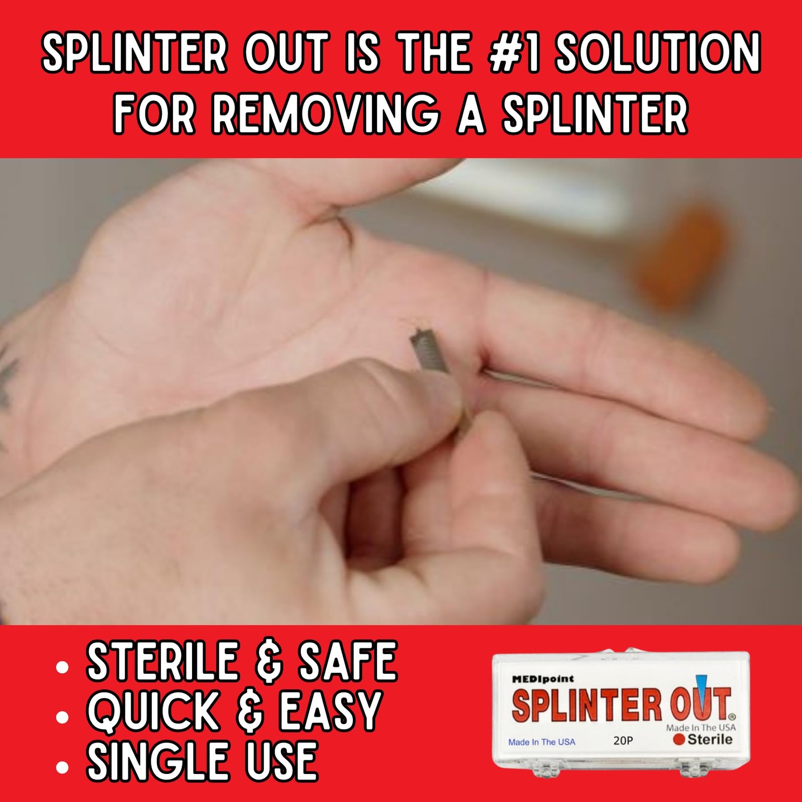 Splinter Out Remover 10 Count (Pack of 1) | Fast, Standard, steel
