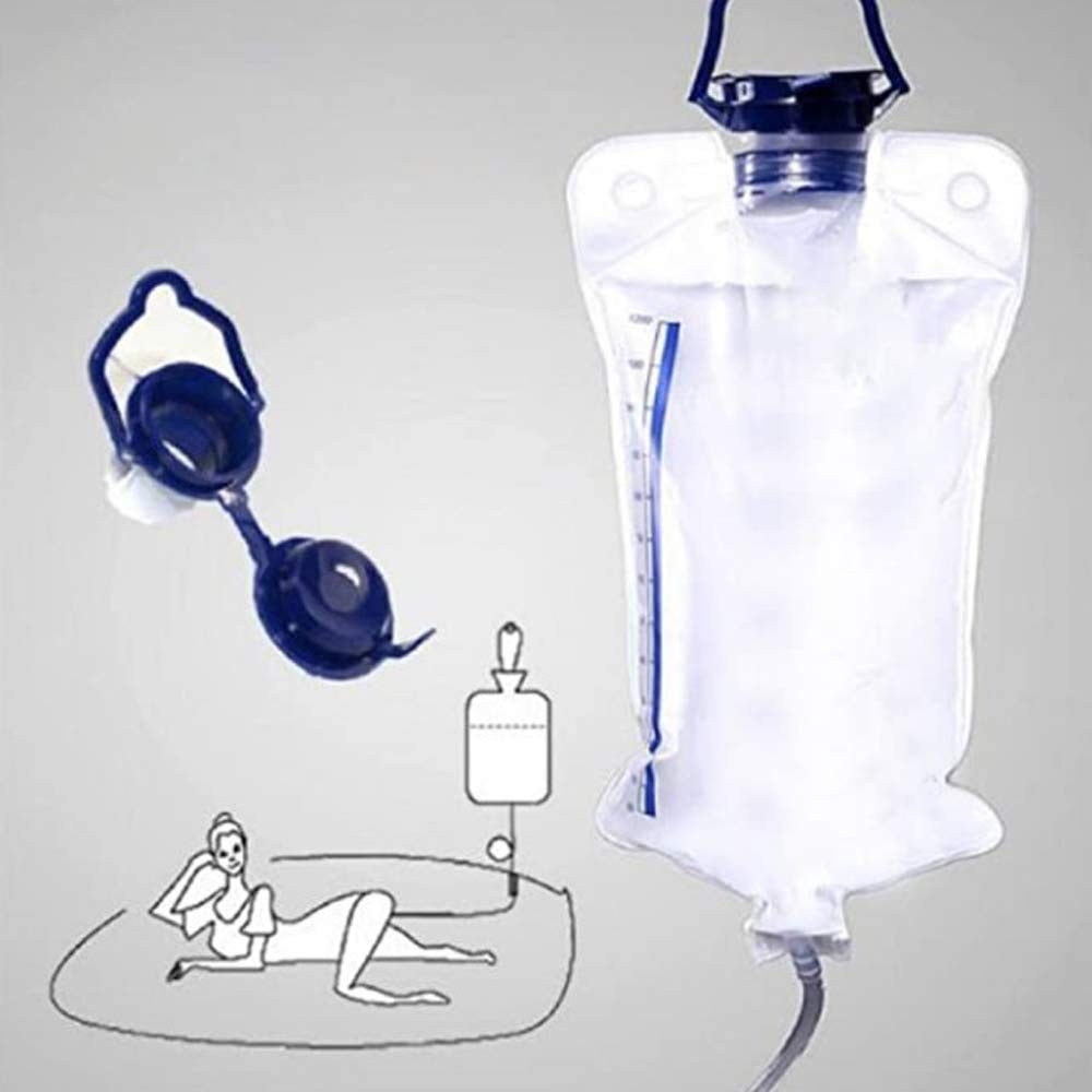 Reusable Enema Bag Kit Douche Bag, MTSXDYT 1200ml Enemas bag+10CM tube, Blue